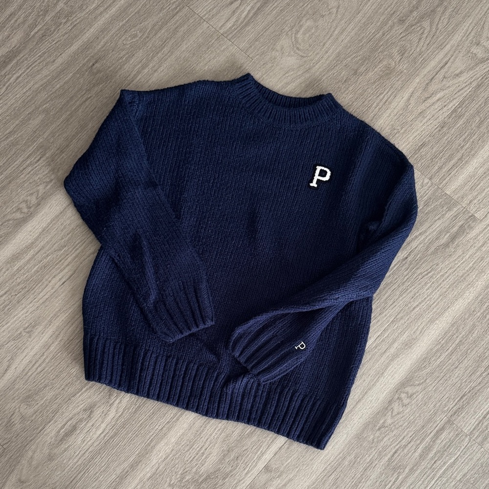 PINK Victoria's Secret Blue Knit Sweater with Letter P- size S